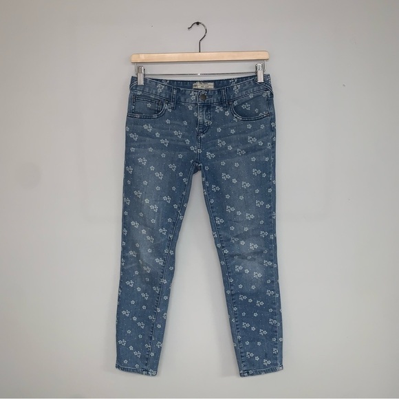 Free People  Ditsy Floral Jeans Women’s Size 27 Blue Ankle Crop Skinny‎ Boho - Picture 2 of 9